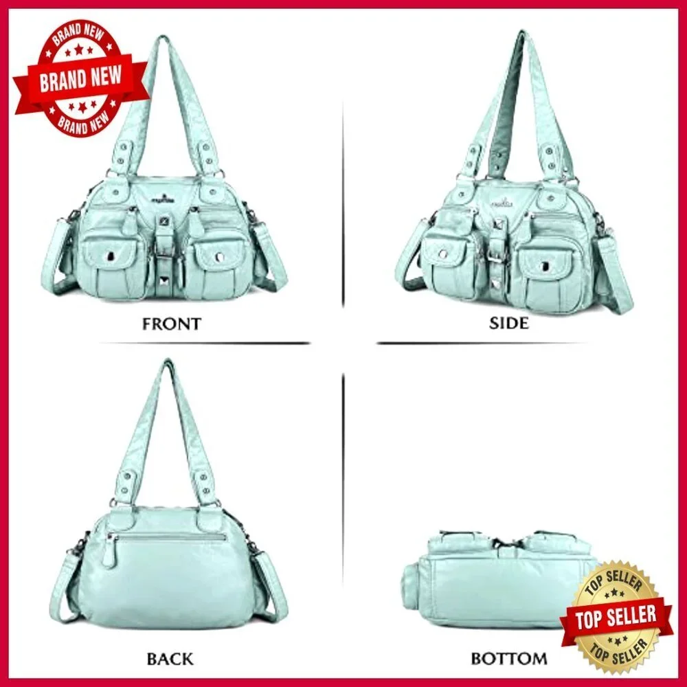 Soft PU Leather Hobo Crossbody Bag with Multiple Pockets Adjustable Strap
